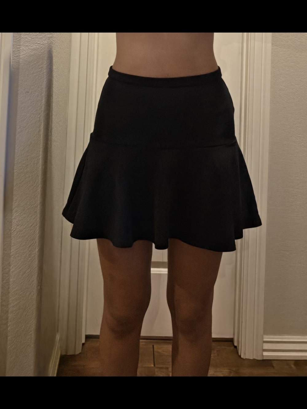 Black Flared Mini Skirt